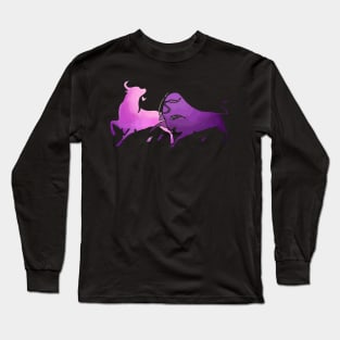 Taurean Bulls Animal Art Lilac Cut Out Long Sleeve T-Shirt